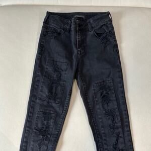 Kendall & Kylie Black Distressed Skinny Jeans